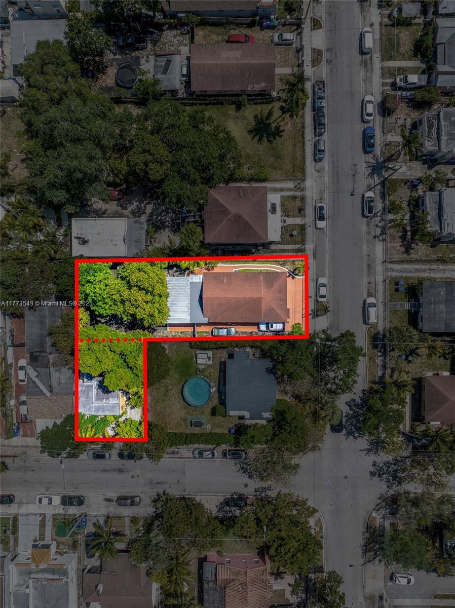 An aerial view shows two residential buildings on a lot outlined in red — 3123 NW 3rd Ave, Miami FL 33127, MIAMI, FL