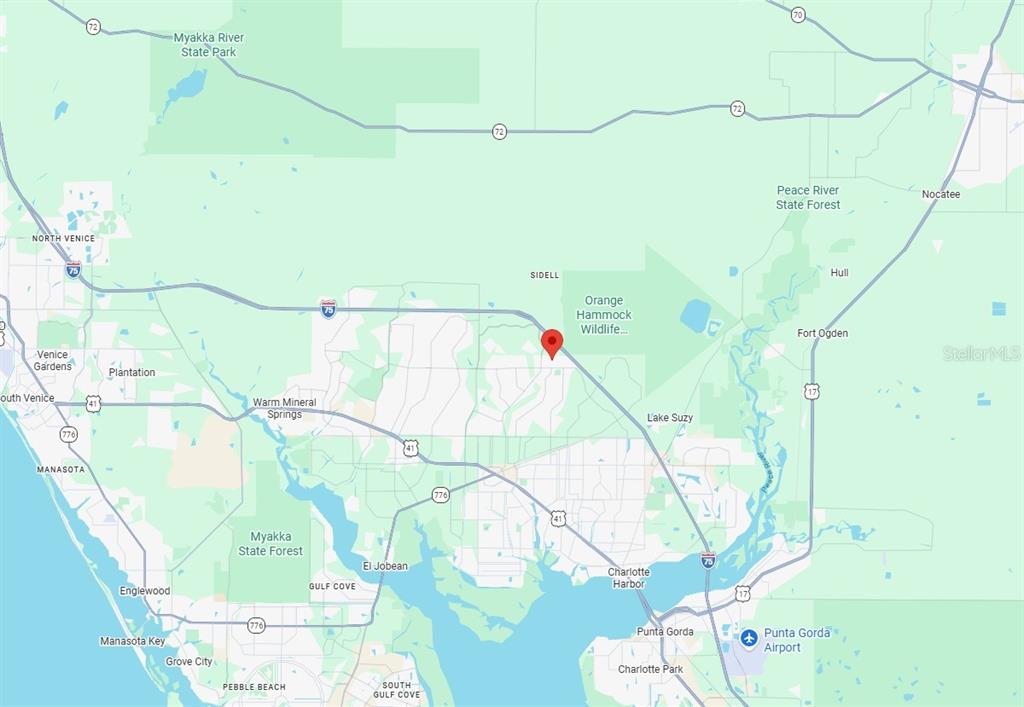 This is a map showing the location of a property near Punta Gorda, Florida — Lot 12 BERTWELL STREET, NORTH PORT, FL