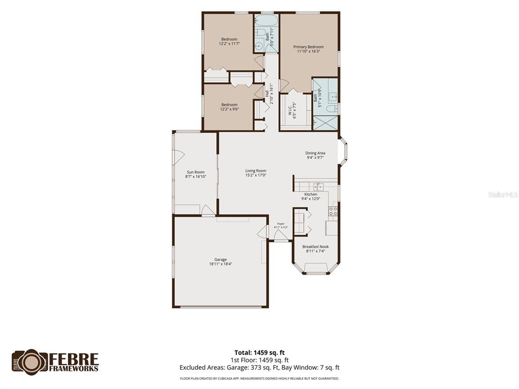 This is a floor plan of a single-story house with three bedrooms and a garage — 11301 MAYBROOK AVENUE, RIVERVIEW, FL