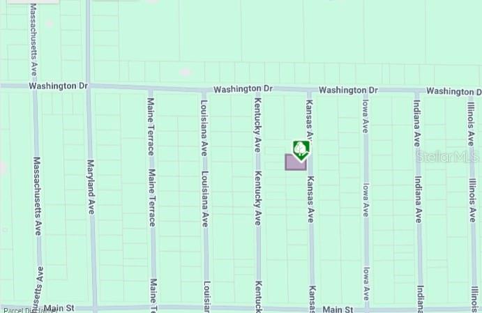 This is a map showing a highlighted property lot located between Kansas Avenue and Iowa Avenue — LOT 8 AND 9 KANSAS AVENUE, HAWTHORNE, FL