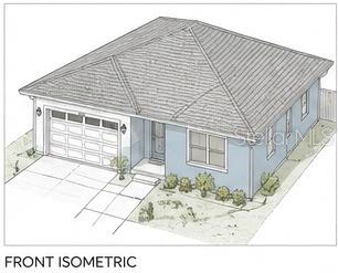 A digital rendering of a single-story house with a blue exterior and a two-car garage — 2307 N 48TH STREET, TAMPA, FL