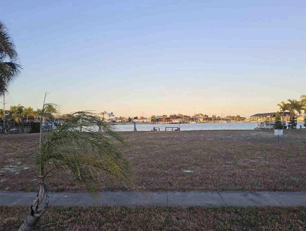 A vacant waterfront lot features a small palm tree and a view of the bay — 164 MORGAN LANE SE, PORT CHARLOTTE, FL