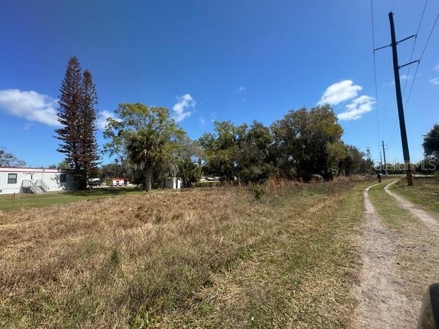 A grassy, undeveloped lot features scattered trees and a dirt path near utility poles — WALLACE ROAD, NEW SMYRNA BEACH, FL