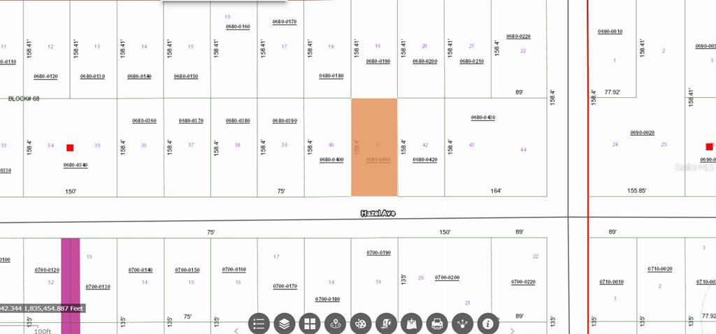 This image is a tax map showing property lot lines and parcel numbers — 136 HAZEL AVENUE, GEORGETOWN, FL