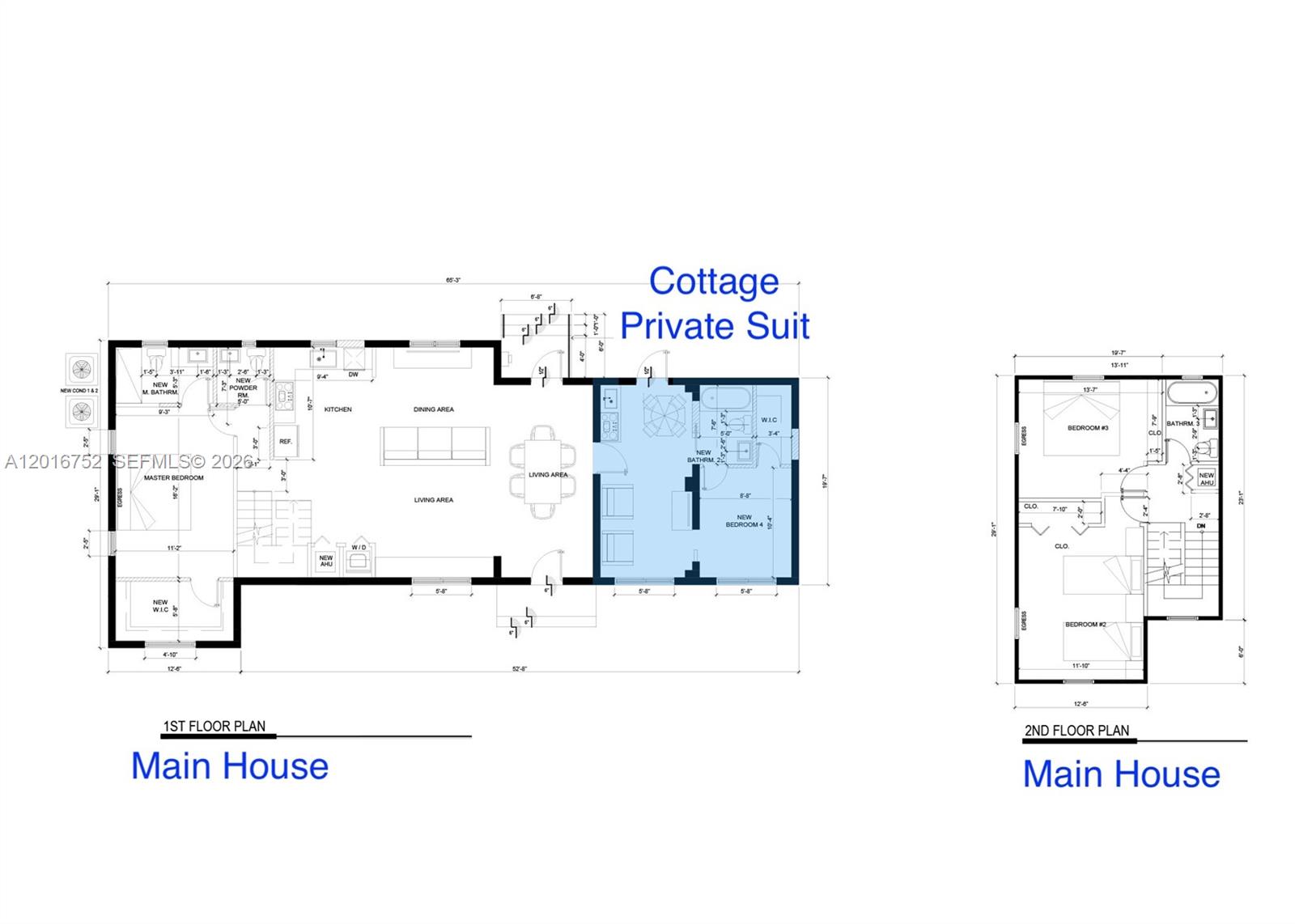 This floor plan shows the layout of a main house and a cottage private suite — 4746 NW 10th Ave, Miami FL 33127, MIAMI, FL