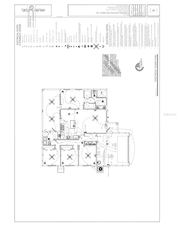 This is an electrical floor plan for a residential home labeled as the Aruba model — 20261 SPANGLER TERRACE, PORT CHARLOTTE, FL