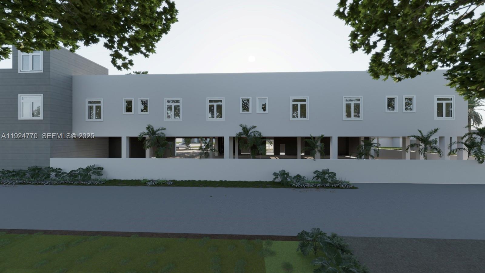 A digital rendering of a modern two-story building with an open ground-level parking area — 17611 SW 102 Ave, Perrine FL 33157, PERRINE, FL