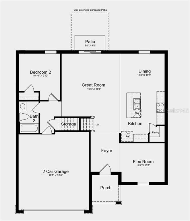 This is a floor plan for a single-story home featuring a garage, two bedrooms, and patio — 6753 EQUINOX LANE N, NORTH FORT MYERS, FL