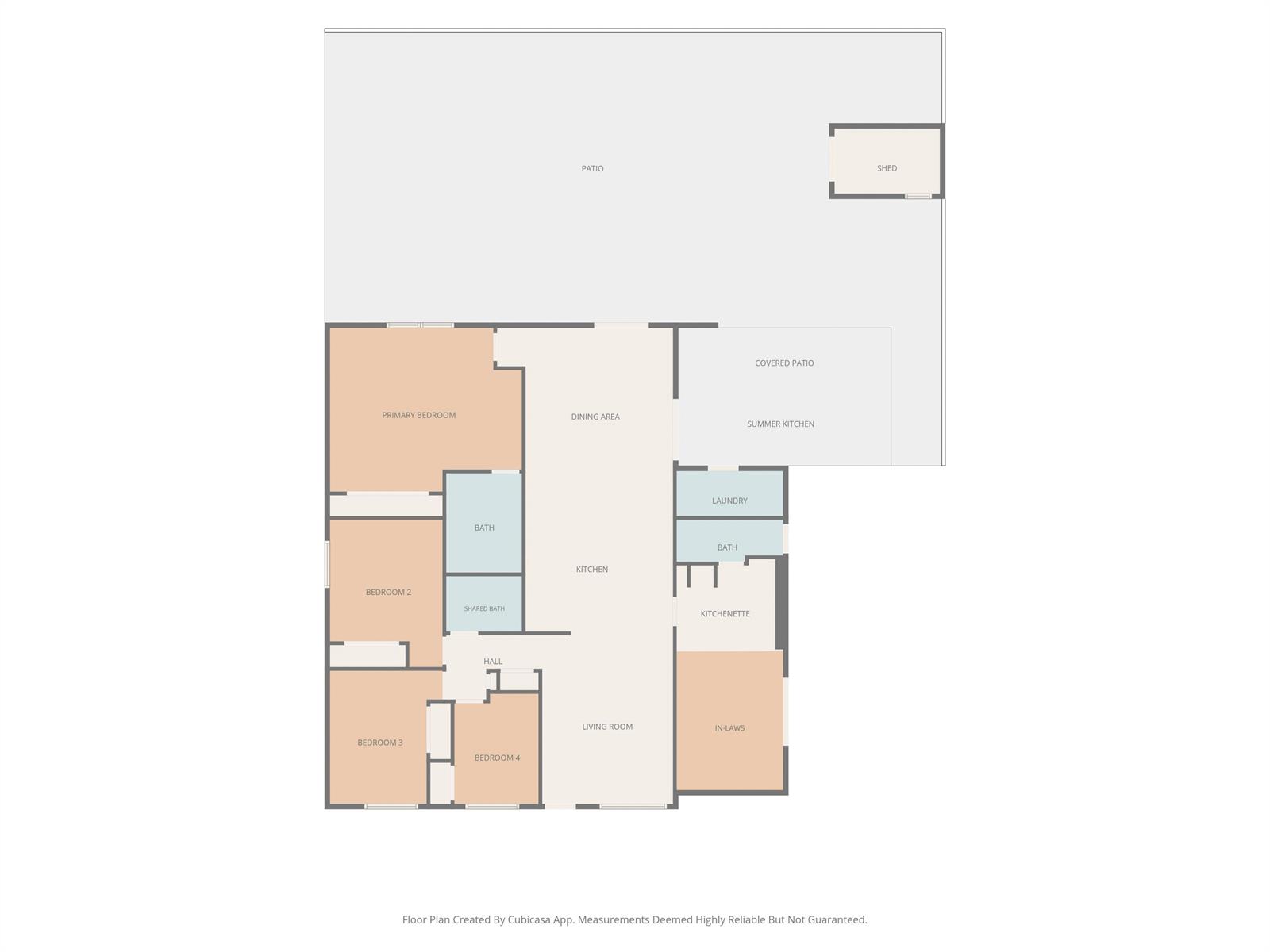 This is a floor plan of a house featuring four bedrooms, an in-laws suite, and a patio — 5396 Benjamin Avenue, Boynton Beach FL 33472, BOYNTON BEACH, FL