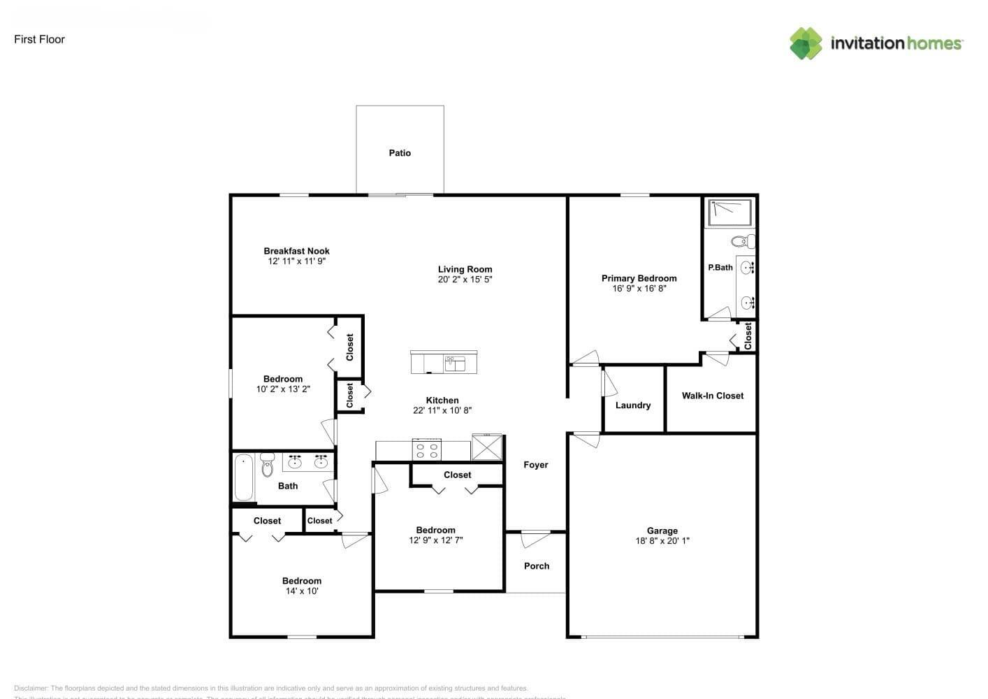This is a floor plan for a single-story home featuring four bedrooms and a garage — PORT ST. LUCIE, FL
