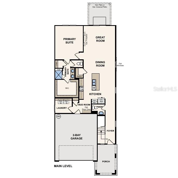 This is a floor plan of a home's main level featuring a garage and kitchen — 1353 RIBBON PLACE, PALM COAST, FL