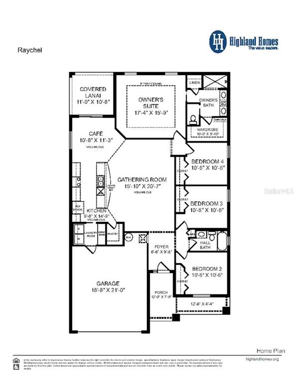 This is a floor plan for a single-story house featuring four bedrooms and a garage — 4470 RIVER BIRCH BEND, LAKELAND, FL