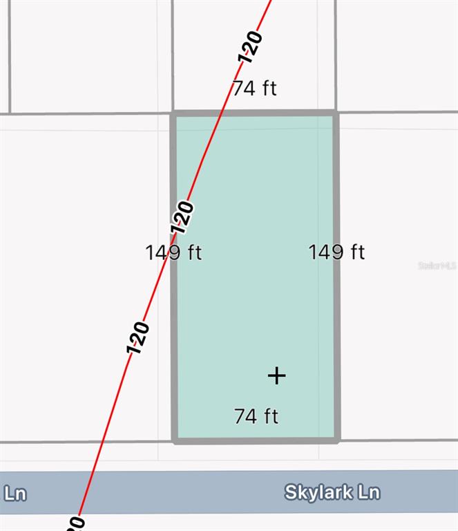 This is a map showing the rectangular dimensions of a residential lot on Skylark Lane — 0000 NW SKYLARK LANE UNIT 065, DUNNELLON, FL