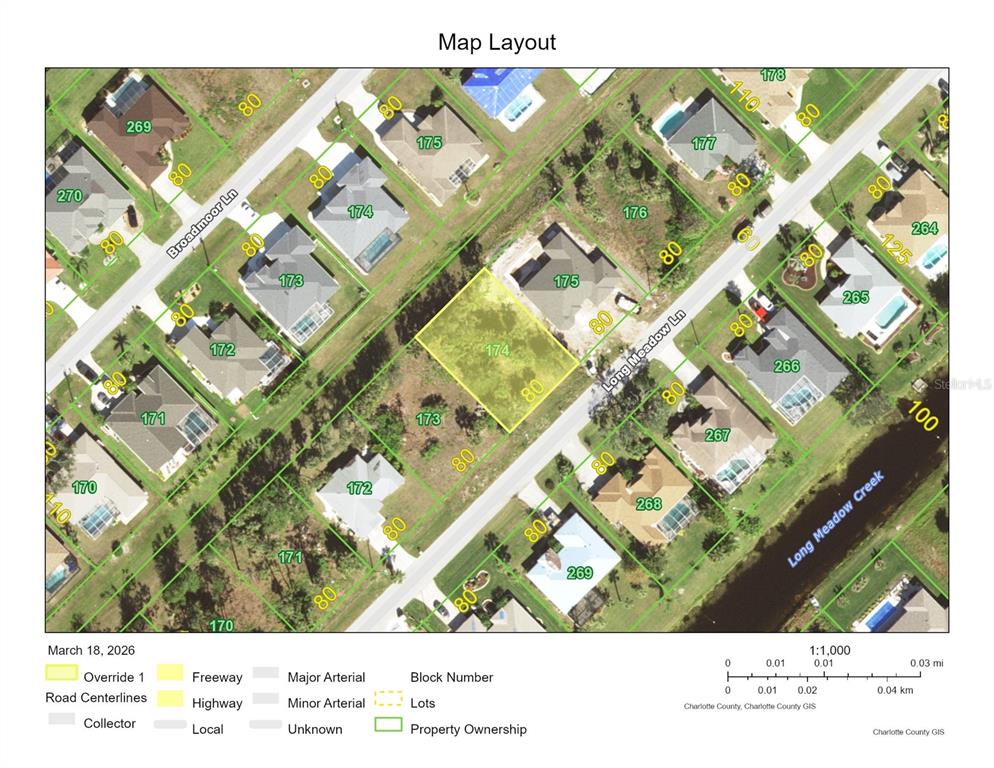 This is a map showing residential property lots and street layouts — 95 LONG MEADOW LANE, ROTONDA WEST, FL
