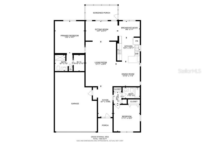 This is a floor plan for a single-story home with two bedrooms and a garage — 2110 S HALCYON DRIVE UNIT 456, SUN CITY CENTER, FL