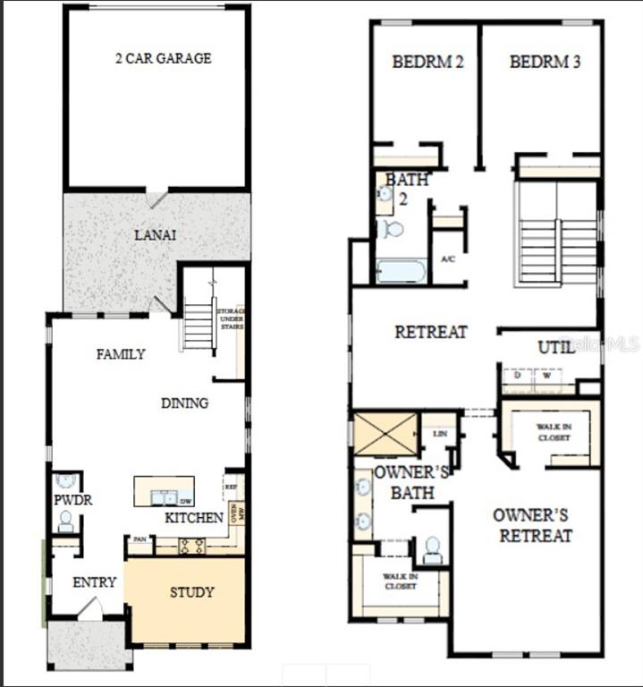 This floor plan shows a two-story home with a garage, lanai, and multiple bedrooms — 5632 SAVANNA VALLEY TRL, ST CLOUD, FL