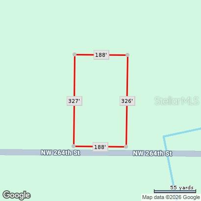 This is a map showing the rectangular property boundaries and dimensions of a vacant lot — 22287 NW 264TH STREET, OKEECHOBEE, FL