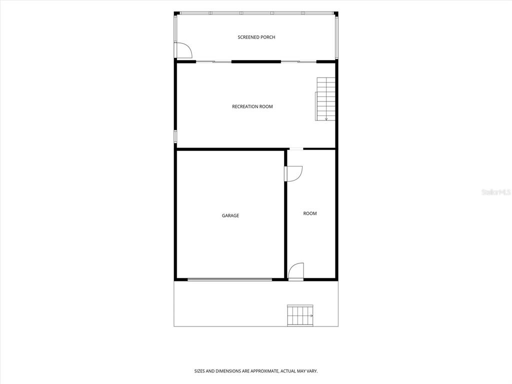 This is a floor plan showing a garage, a room, a recreation room, and a porch — 10301 WATERBIRD WAY UNIT 39, BRADENTON, FL