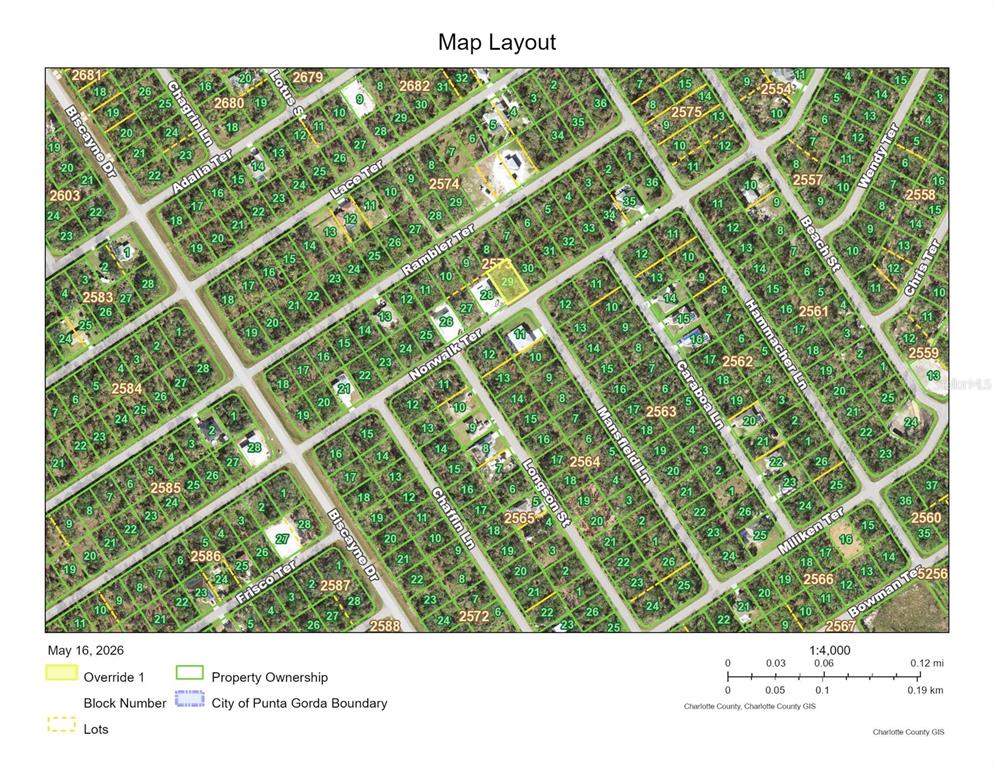 This is a map showing property lots, block numbers, and street names in a neighborhood — 1359 and 1367 NORWALK TERRACE, PORT CHARLOTTE, FL