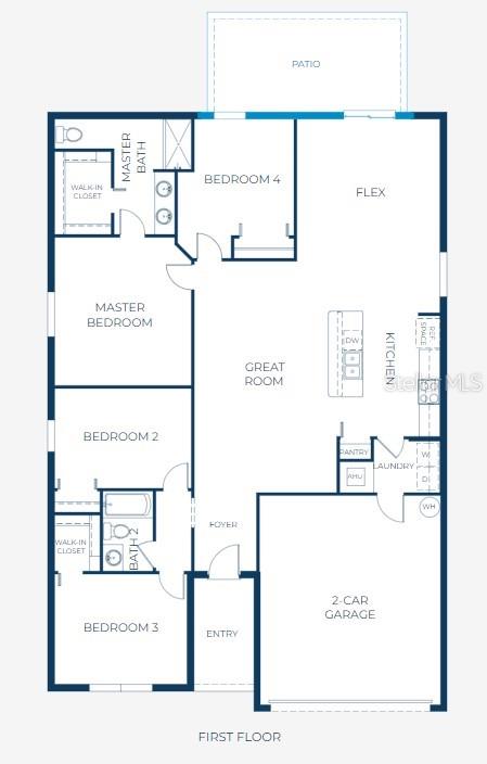 This is a floor plan for a single-story house with four bedrooms and a garage — 10072 N CONRAD POINT, CITRUS SPRINGS, FL