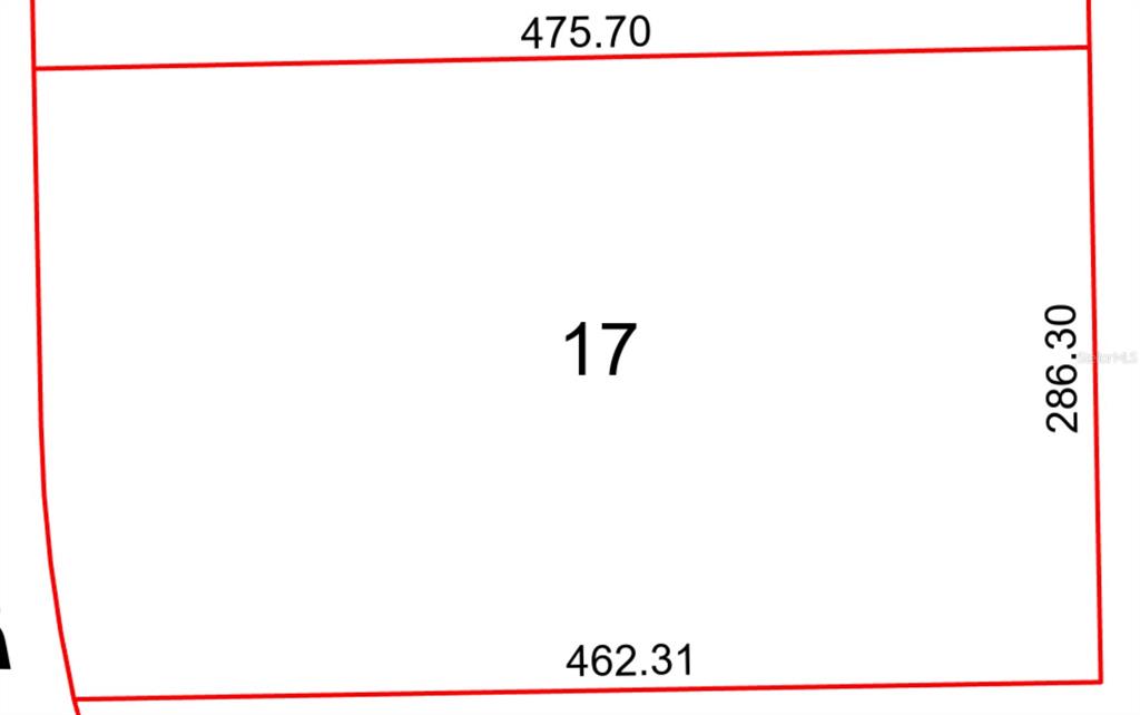 This is a property survey map showing the dimensions of a rectangular lot labeled 17 — 2375 NW 150TH BOULEVARD, NEWBERRY, FL