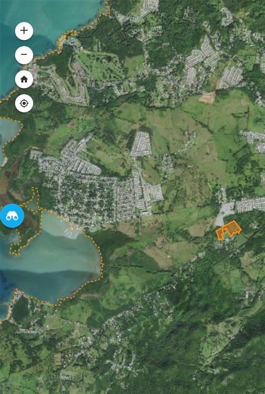 An aerial map view shows a coastal area with a highlighted orange property boundary — ROAD 307, CABO ROJO, PR