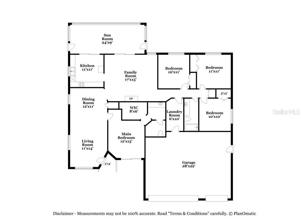 This is a floor plan of a single-story house with a garage and sunroom — 12914 ASTORWOOD PLACE, RIVERVIEW, FL