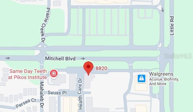 This is a map showing the location of a property near Mitchell Boulevard — 8820 BELAGIO DRIVE, NEW PORT RICHEY, FL