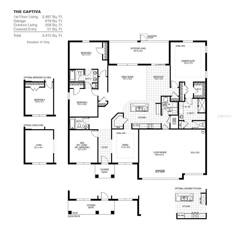 This is a floor plan for a single-story house named The Captiva — 1246 WASILLA STREET, NORTH PORT, FL