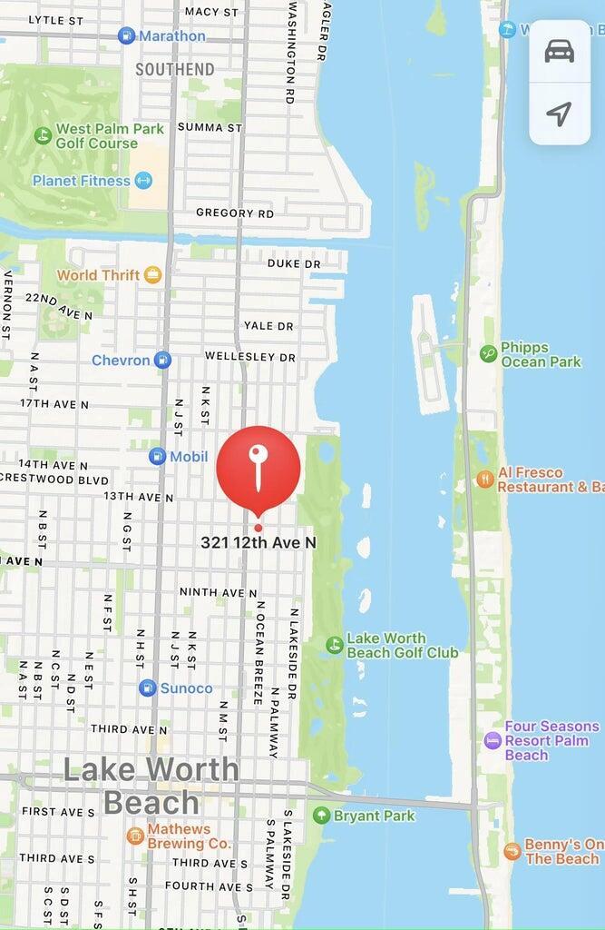 This is a map showing the street layout and surrounding landmarks of a residential area — 312 12th Avenue N, FL 33460, FL