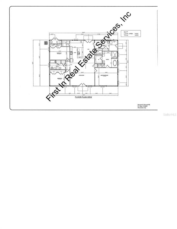This is a floor plan for a single-story residential home with three bedrooms — 34389 GRINDSTONE DRIVE, WEBSTER, FL