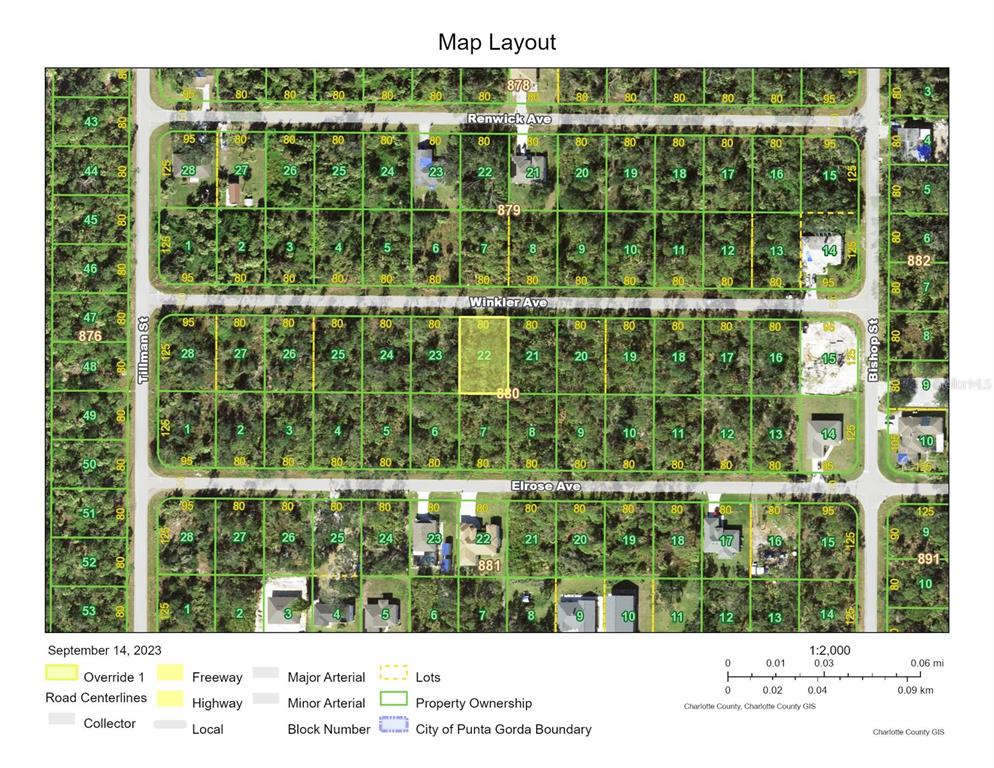 This is a map layout showing residential lots and street names in a neighborhood — 20217 WINKLER AVENUE, PORT CHARLOTTE, FL