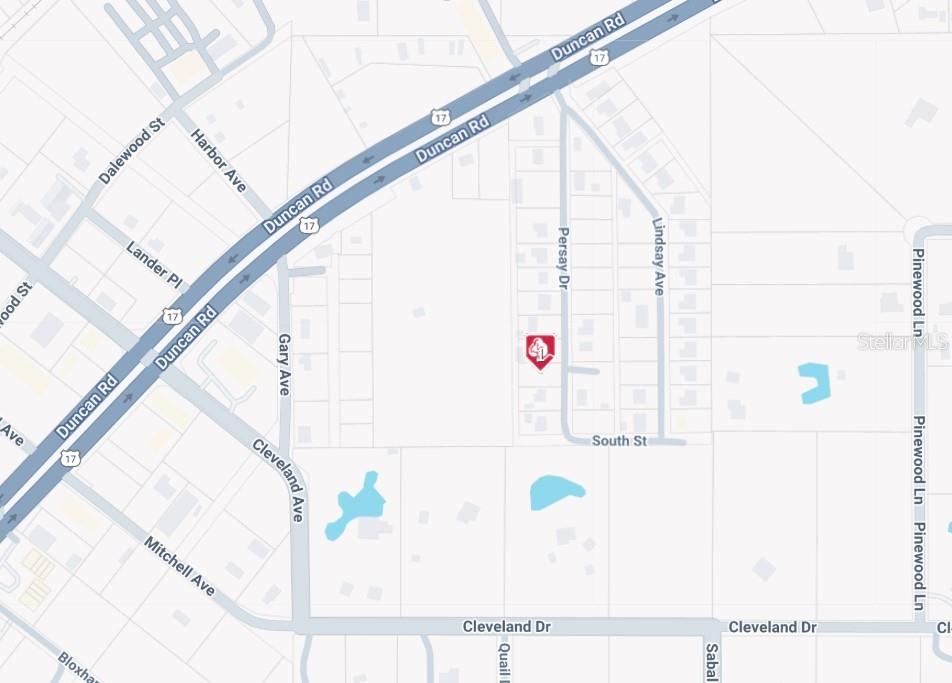 This is a map showing the streets and surrounding area of a residential location — 1319 PERSAY DRIVE, PUNTA GORDA, FL