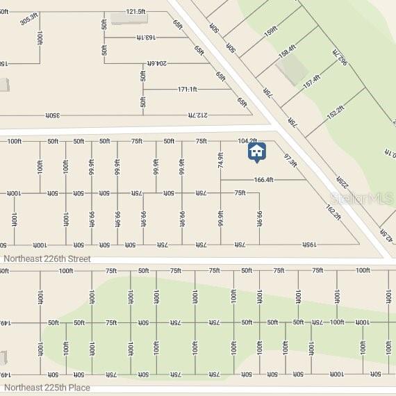 This is a map showing property lot lines and dimensions for a residential neighborhood — 0 NE 227TH STREET, FORT MC COY, FL