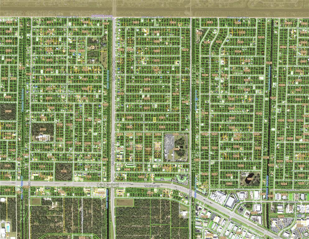 This is a map showing a grid of residential streets and land parcels — 17418 ORION AVENUE, PORT CHARLOTTE, FL