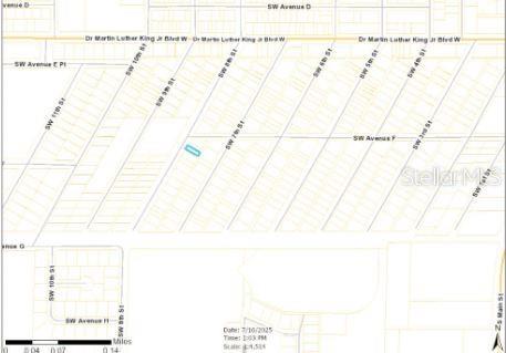 This is a map showing a highlighted parcel of land located between streets — 609 SW 8TH STREET UNIT 1, BELLE GLADE, FL