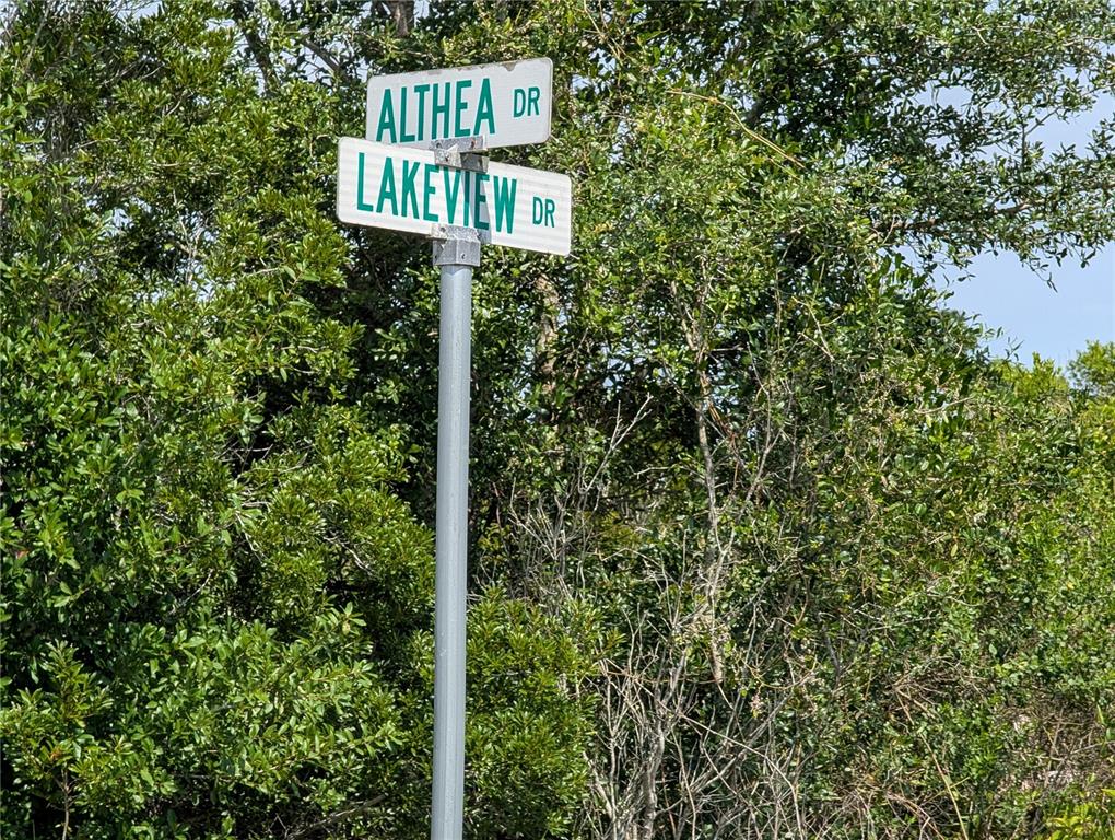 A street sign displays the names Althea Dr and Lakeview Dr against a leafy background — 920 & 922 ALTHEA DRIVE, INDIAN LAKE ESTATES, FL