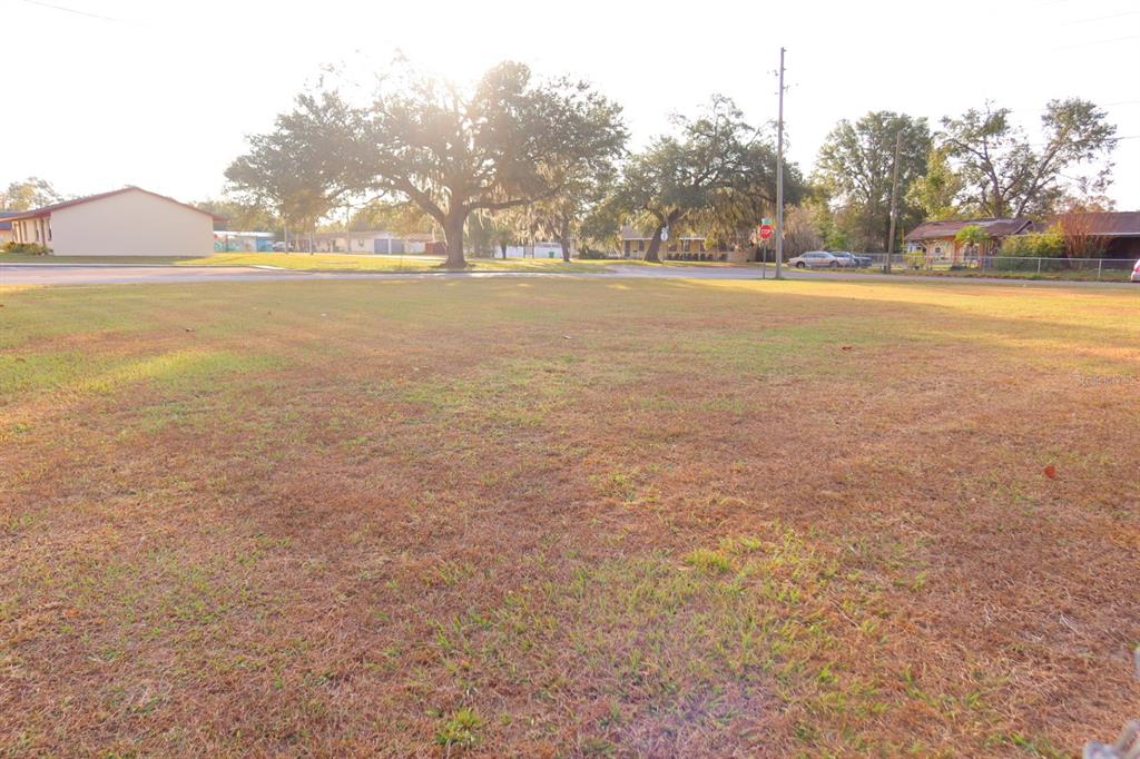 A wide, grassy vacant lot sits under a bright sky with trees in the background — NORTH AVENUE, ZEPHYRHILLS, FL