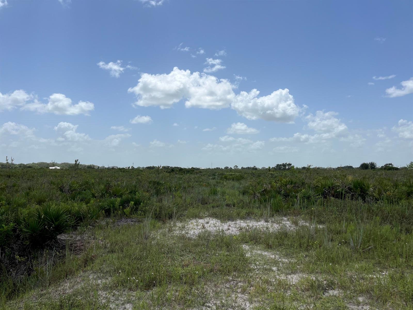 A wide, grassy field with low-lying shrubs under a bright blue sky with scattered clouds — 20106 NW 254th Street, Okeechobee FL 34972, OKEECHOBEE, FL