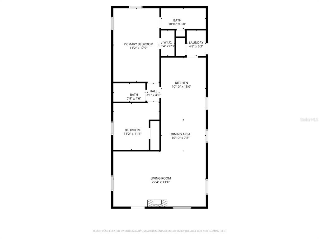 This is a floor plan showing the layout of a home with two bedrooms and two bathrooms — 2100 KINGS HIGHWAY #1041, PUNTA GORDA, FL