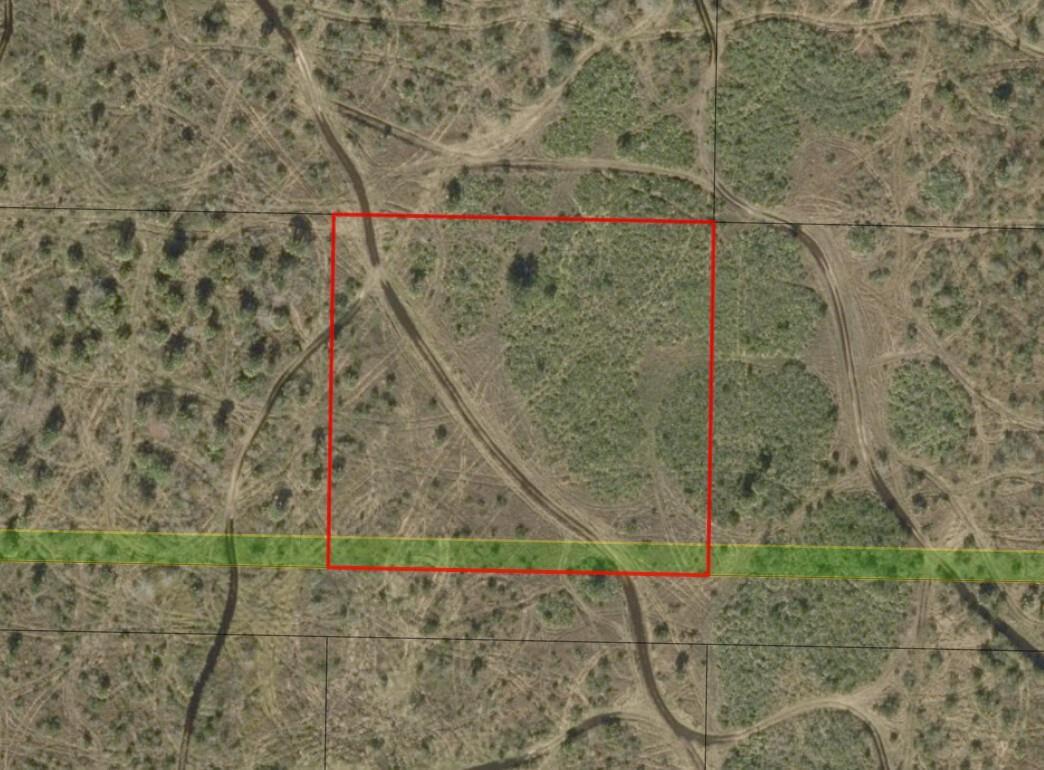 An aerial map view shows a red-outlined square plot of land with dirt trails — 0 NW 310th Street, Okeechobee FL 34972, OKEECHOBEE, FL