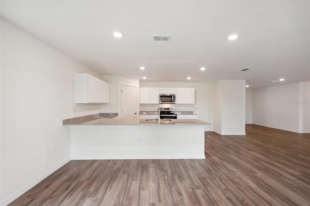A single-story white stucco house with a two-car garage and a concrete driveway — 16338 SCAUP DUCK AVENUE, WEEKI WACHEE, FL