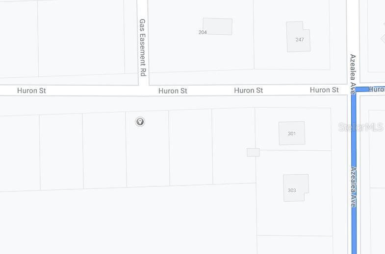 This is a map showing property lines and street names near Huron Street and Azealea Avenue — 00 HURAN STREET, INTERLACHEN, FL