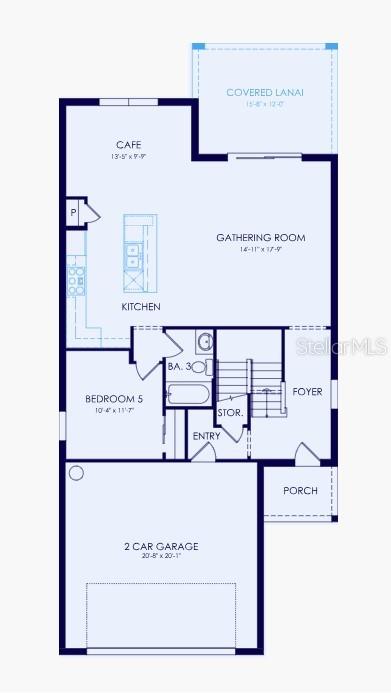 This is a floor plan of the first level of a home with a two-car garage — 759 BALLEBY TRAIL, BRADENTON, FL