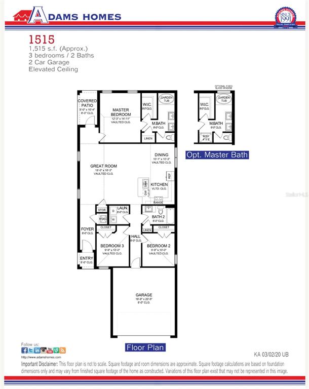 This is a floor plan for a three-bedroom, two-bathroom house with a two-car garage — 9409 HIGHLAND HILLS DR STREET, HUDSON, FL