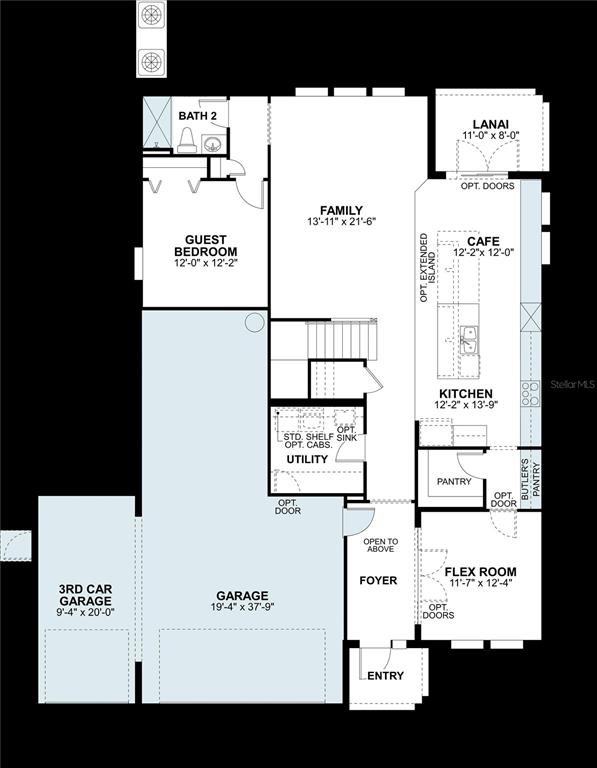 This is a floor plan for the first level of a house with a three-car garage — 2198 CLARY SAGE DRIVE, SPRING HILL, FL