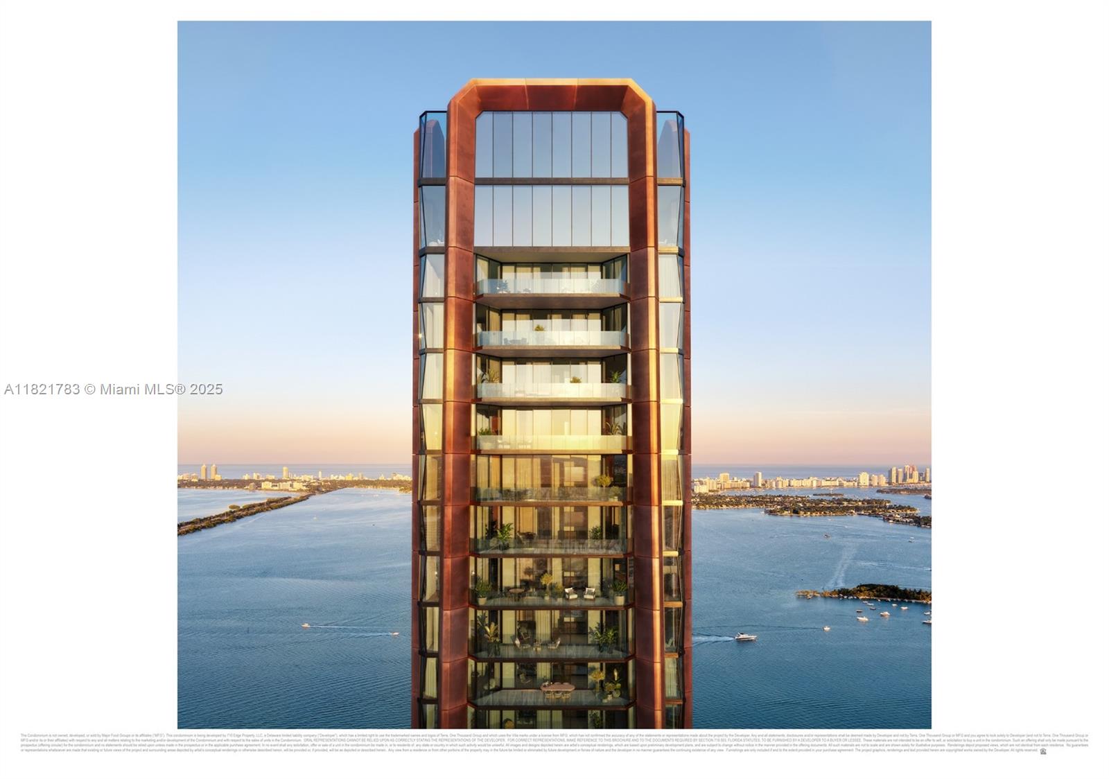 This is a rendering of a modern high-rise building with a copper-toned exterior and balconies — 710 NE 29th St # 3002, Miami FL 33137, MIAMI, FL