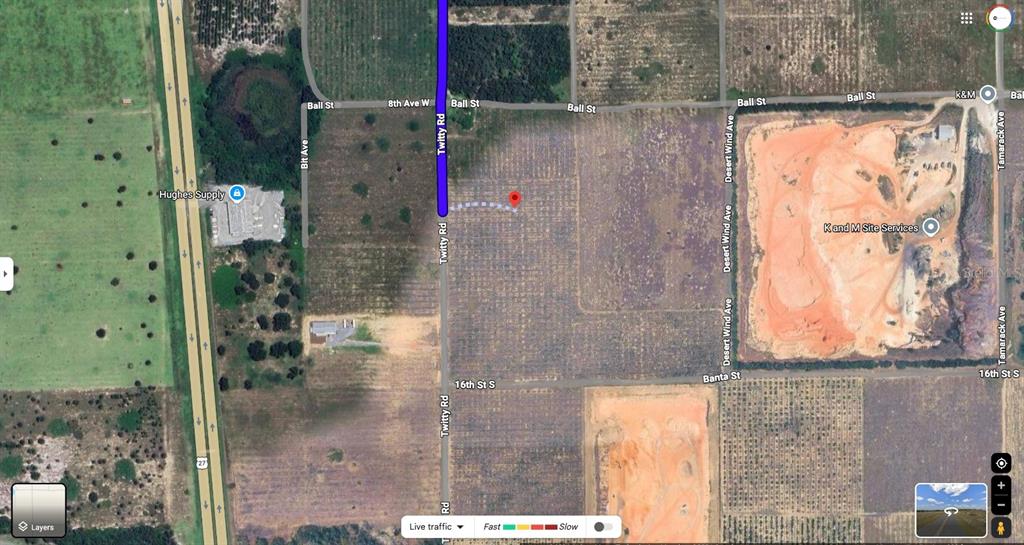 This is a satellite map view showing a vacant plot of land near Twitty Road — 7839 ROMAINE AVENUE, SEBRING, FL
