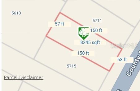 This is a map showing the dimensions and square footage of a rectangular land parcel — 5713 COUNTY ROAD 17 S, SEBRING, FL