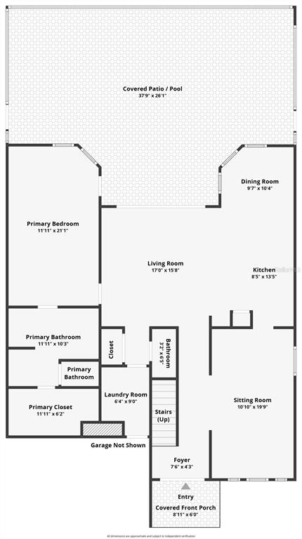 This is a floor plan of a home featuring a primary suite, living areas, and patio — 118 MIRO DRIVE, DAVENPORT, FL